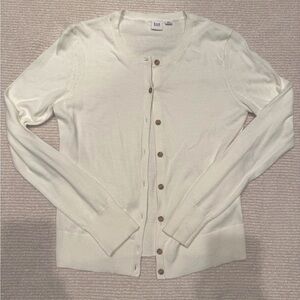 GAP White Cardigan with Brown Buttons